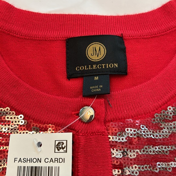 JM Collection party cardigan sweater for the holidays, size M. NWT - Picture 7 of 11